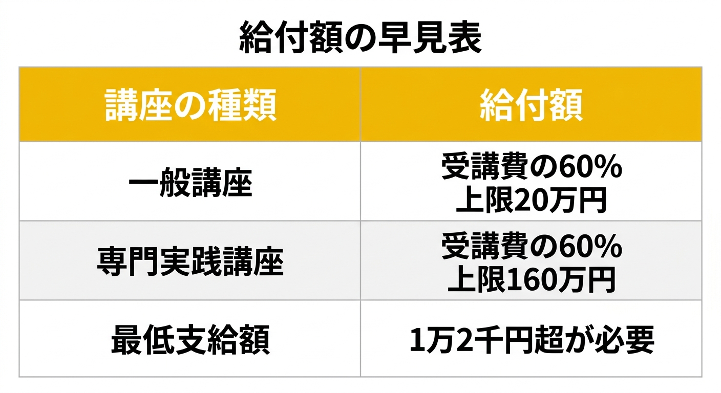 給付額の早見表
