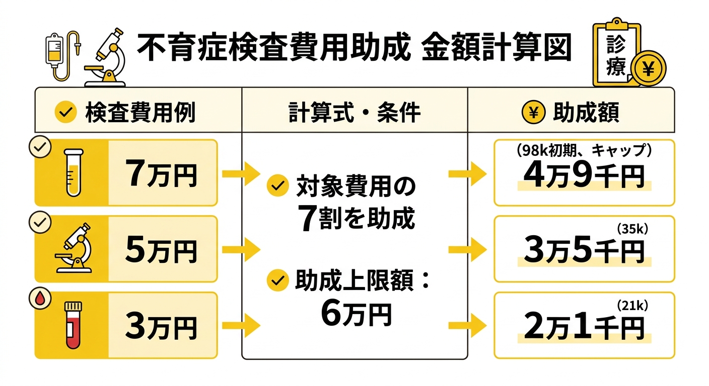 不育症検査費用助成額の計算例