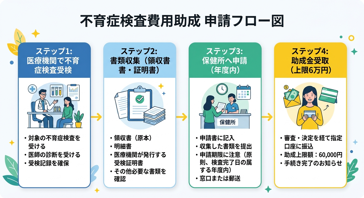 不育症検査費用助成の申請フロー図