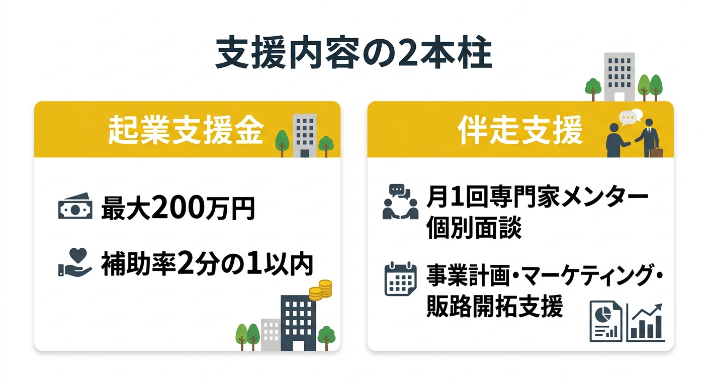 起業家支援事業 支援内容の2本柱