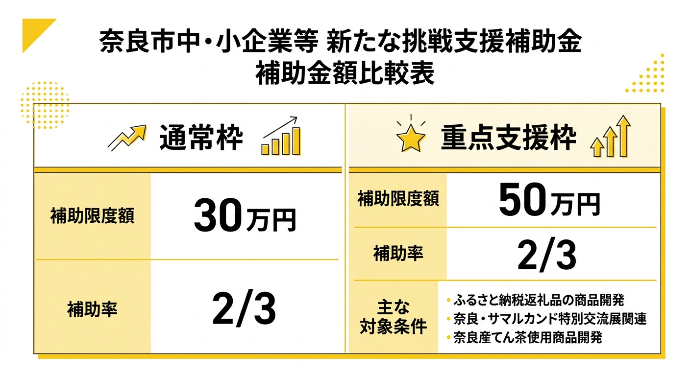 補助金額比較 通常枠30万円・重点支援枠50万円
