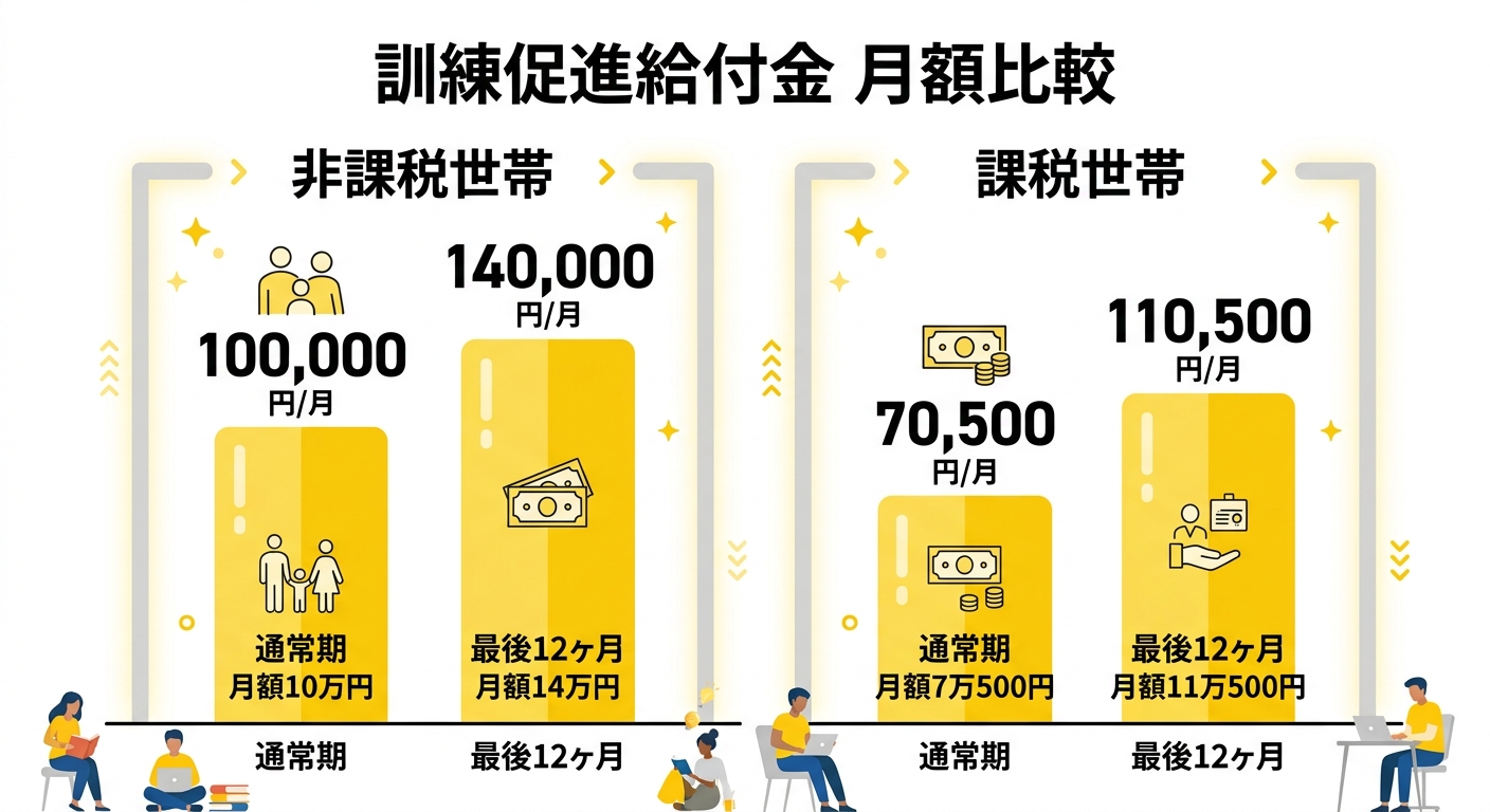 訓練促進給付金 月額比較