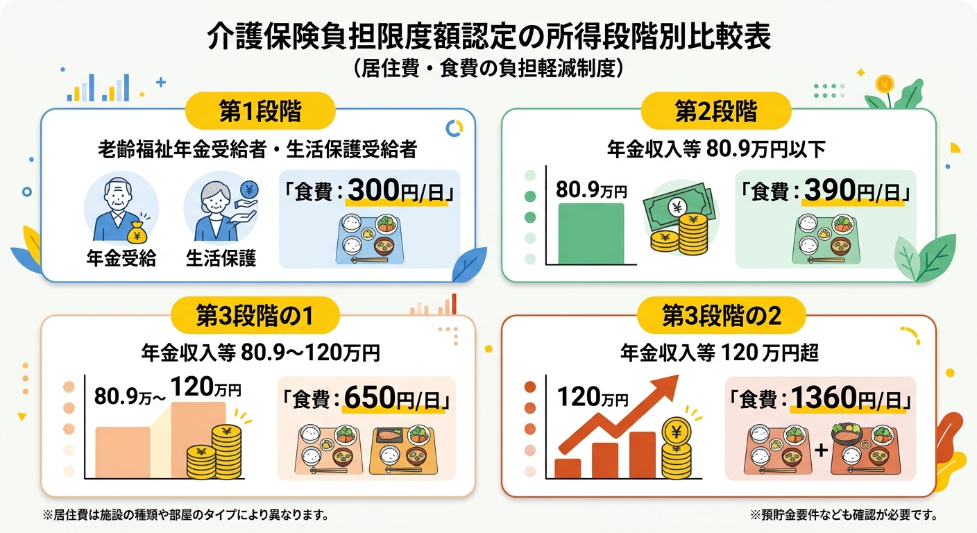 介護保険負担限度額認定 所得段階別比較表