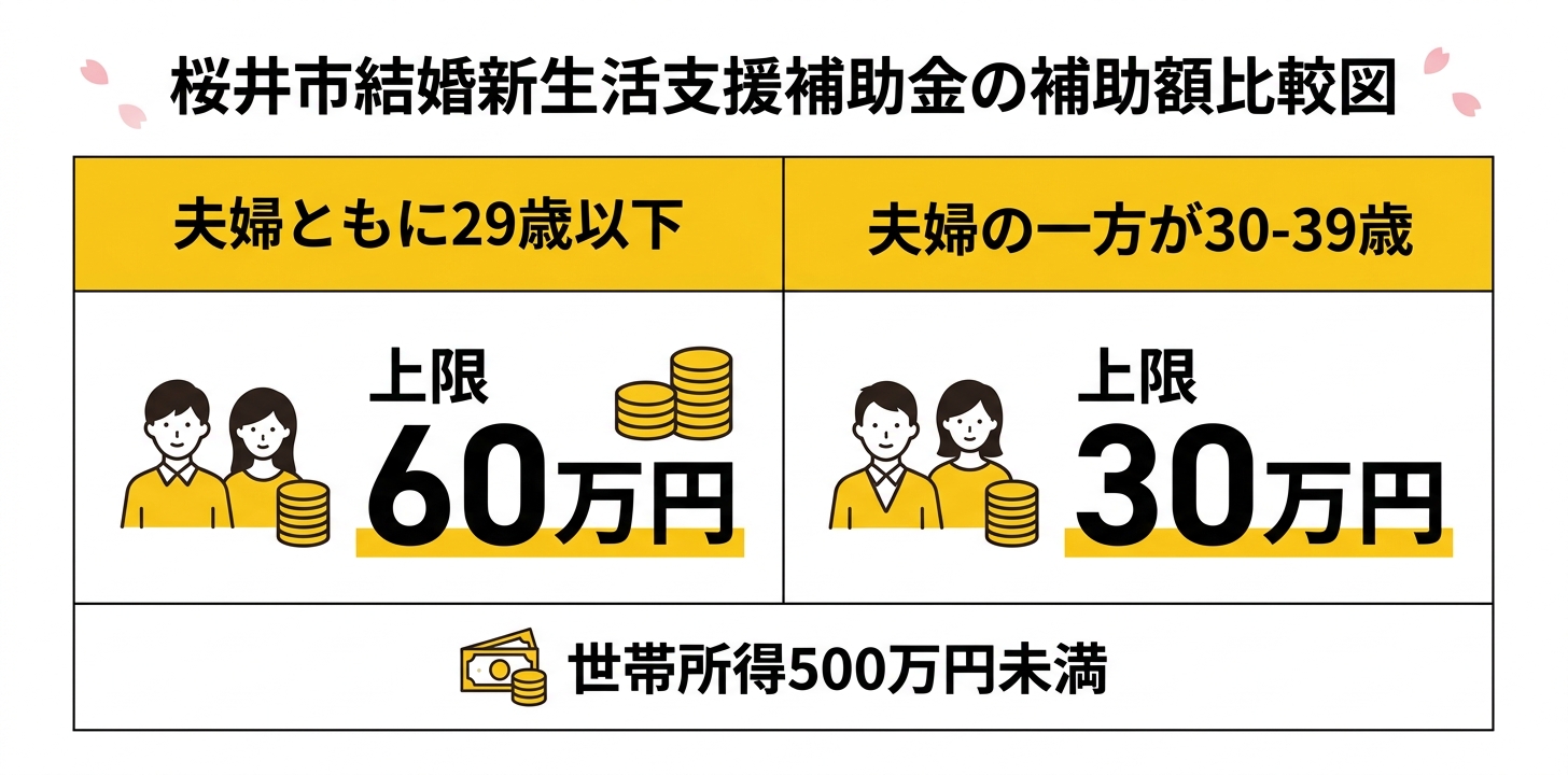 桜井市結婚新生活支援補助金 補助額比較