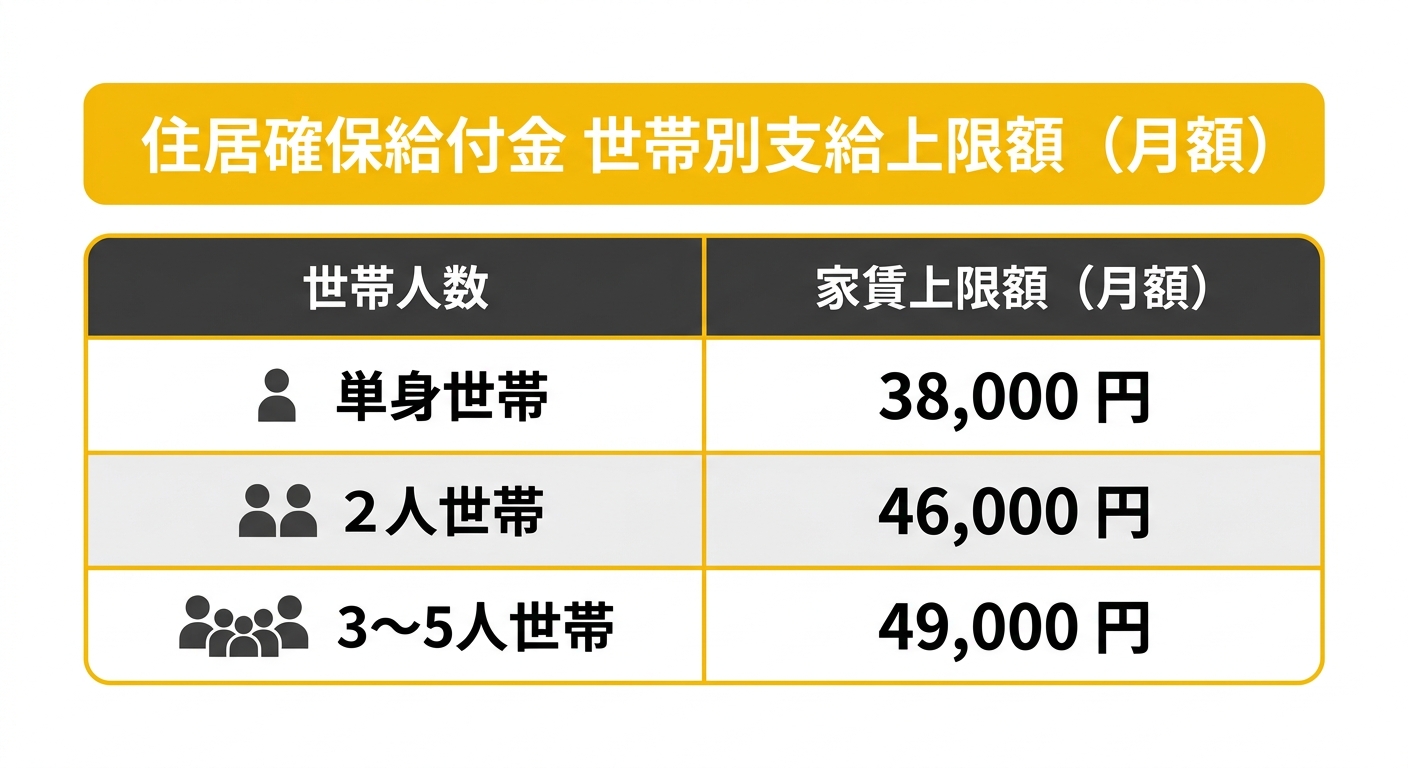 住居確保給付金 世帯別支給上限額（月額）