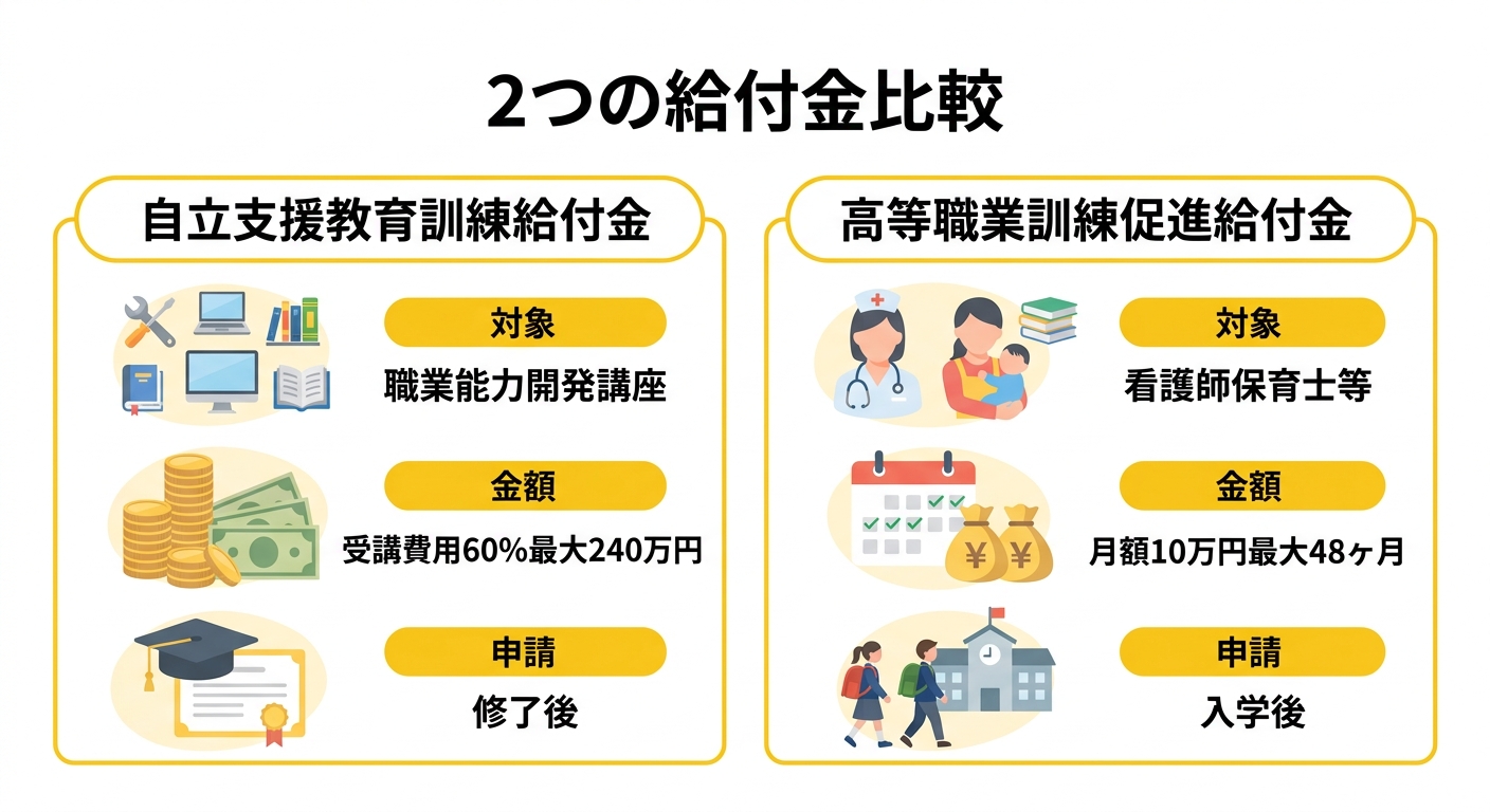 2つの給付金の違いを示す比較図