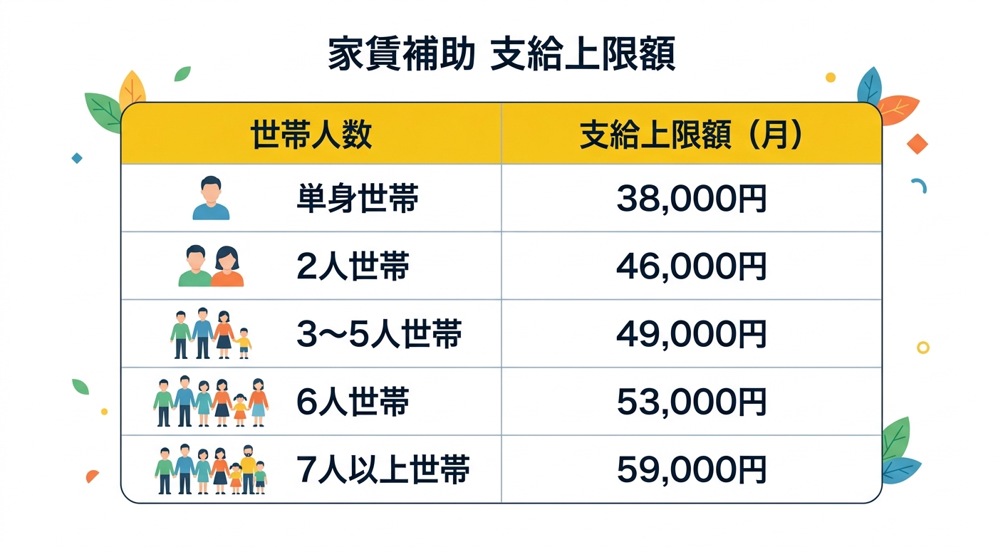 家賃補助 支給上限額テーブル