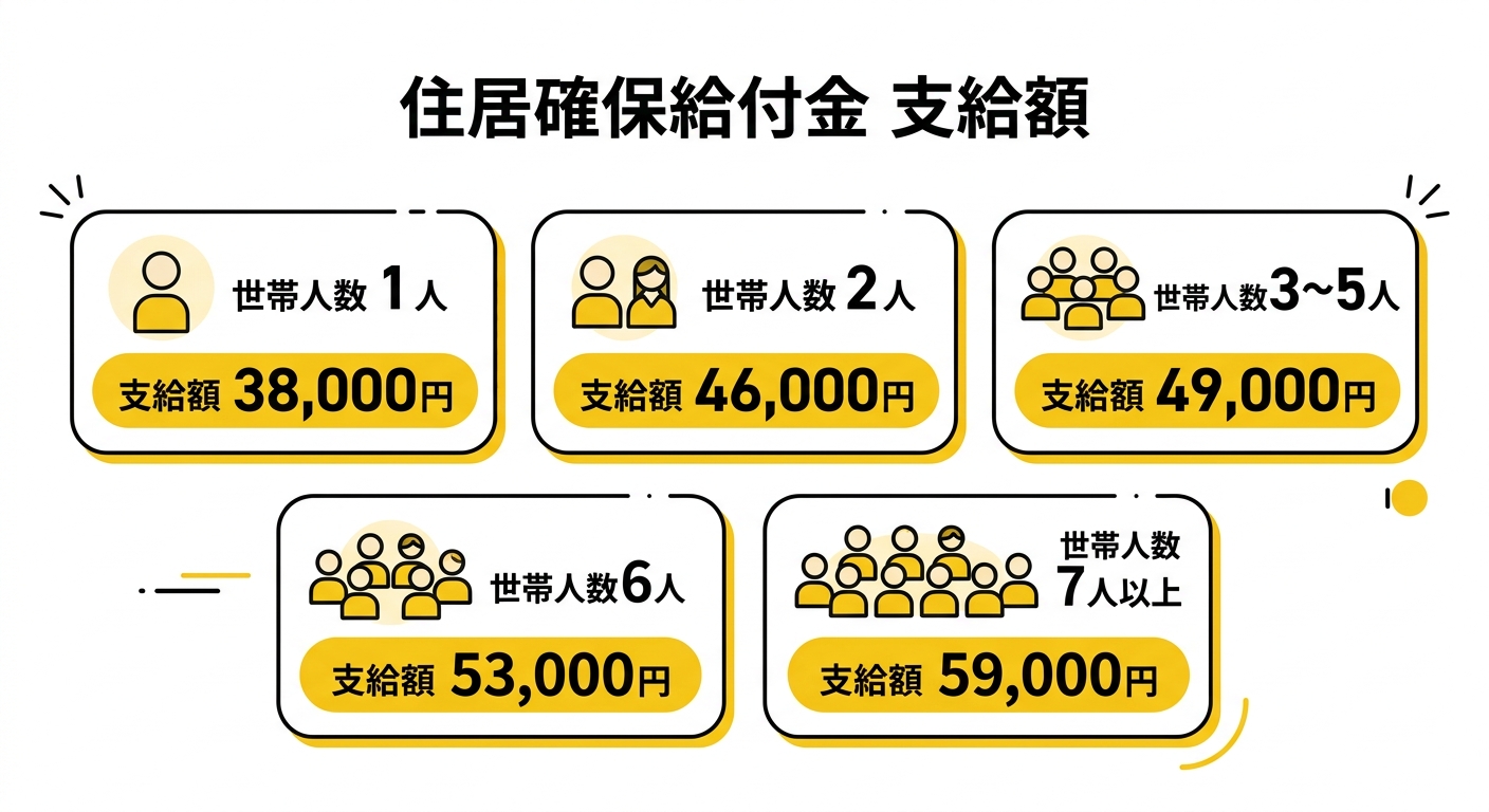 住居確保給付金 支給額テーブル図解（東大阪市）