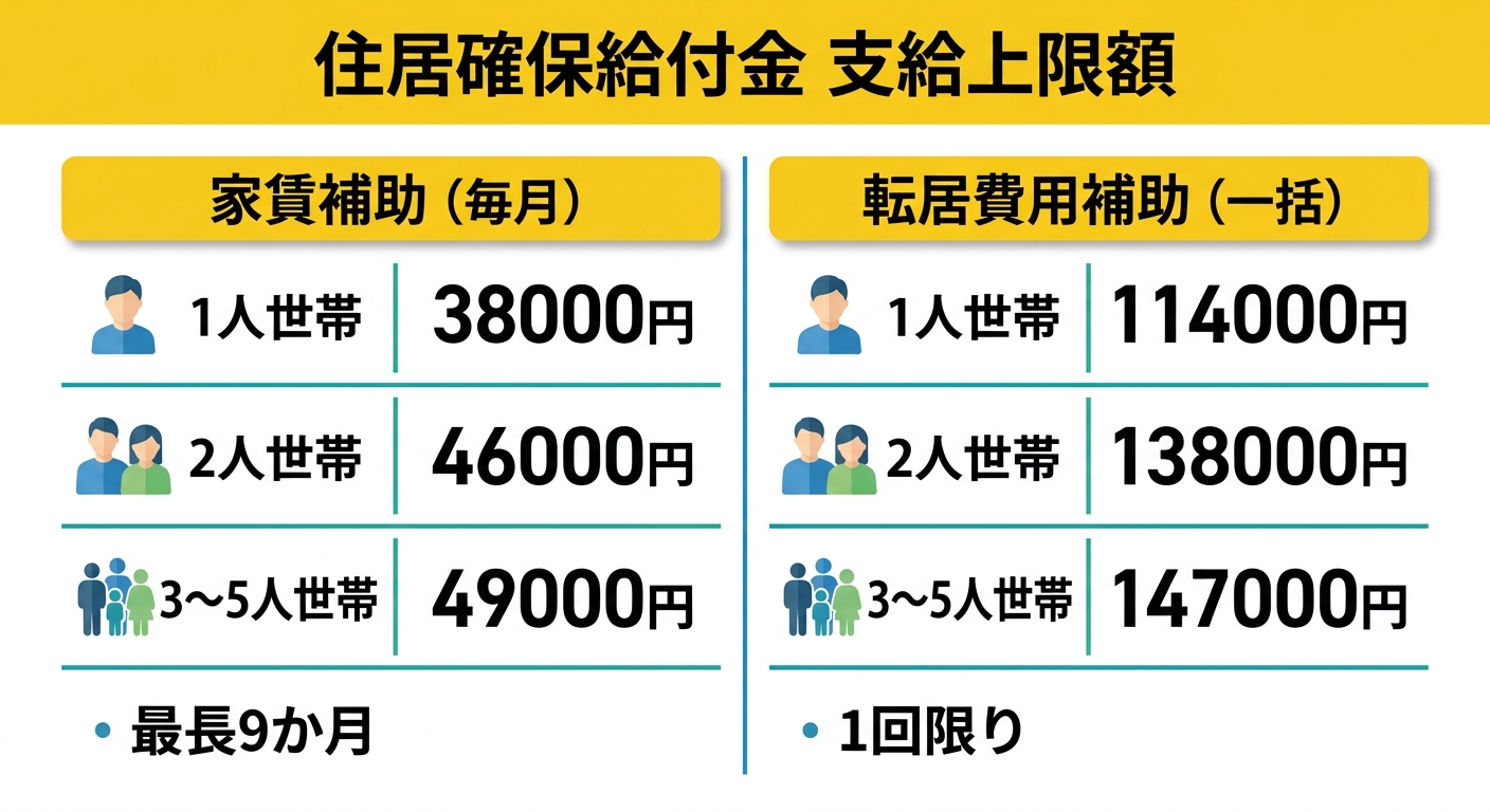 住居確保給付金 支給上限額の比較