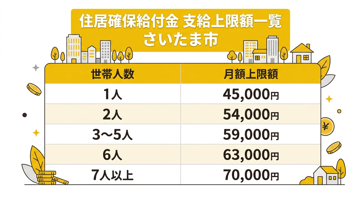 住居確保給付金 支給上限額一覧（さいたま市）