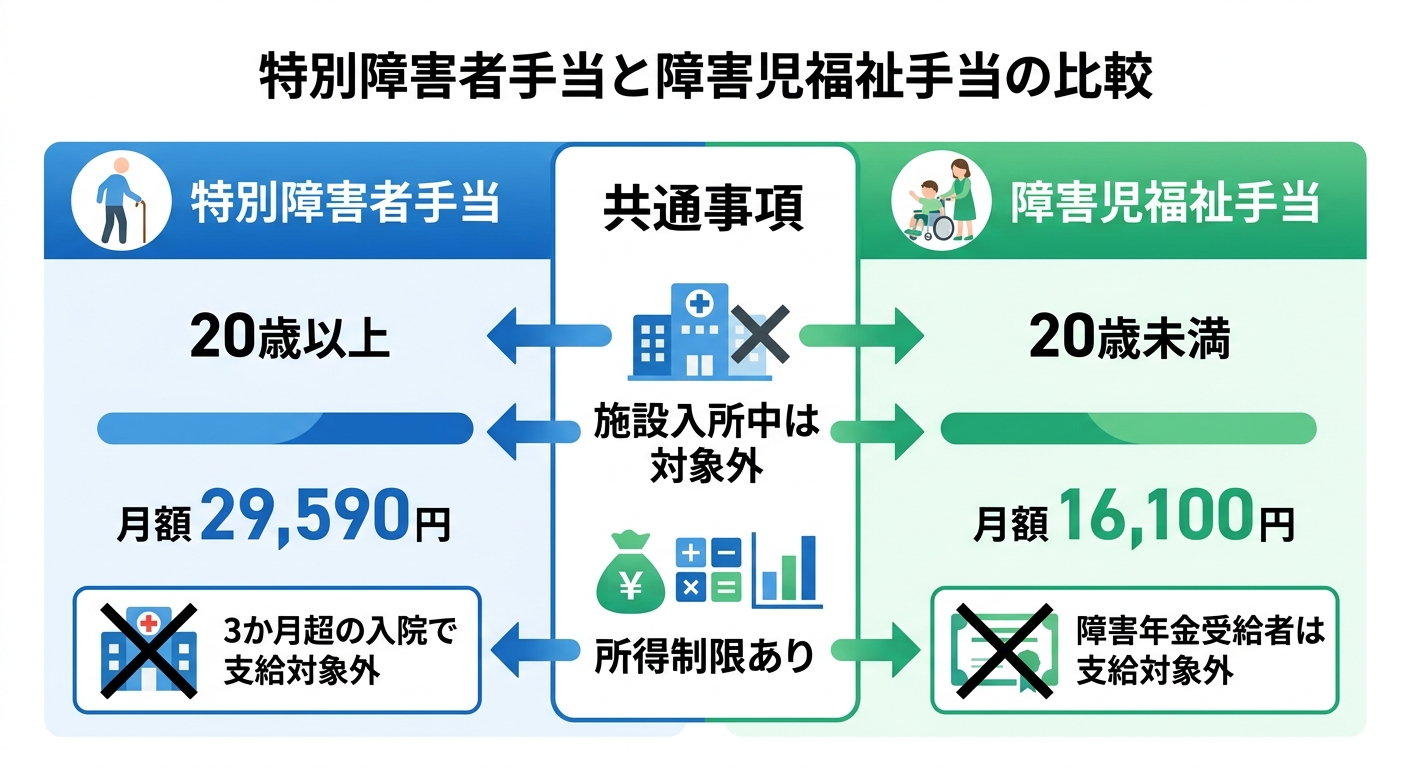 特別障害者手当と障害児福祉手当の比較