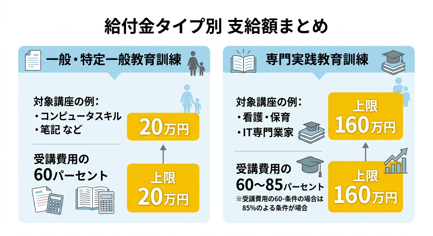 給付金タイプ別 支給額まとめ