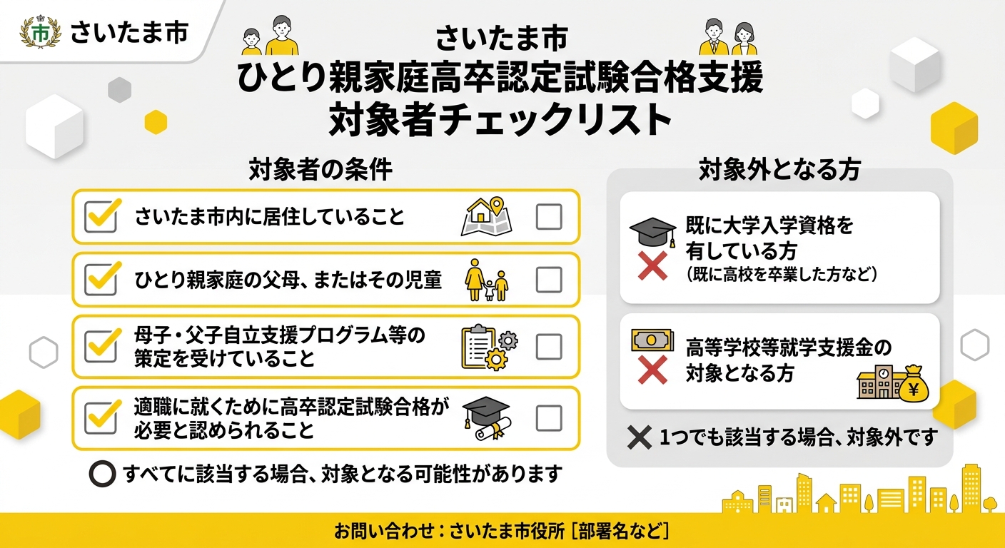 ひとり親家庭高卒認定試験合格支援の対象者チェックリスト
