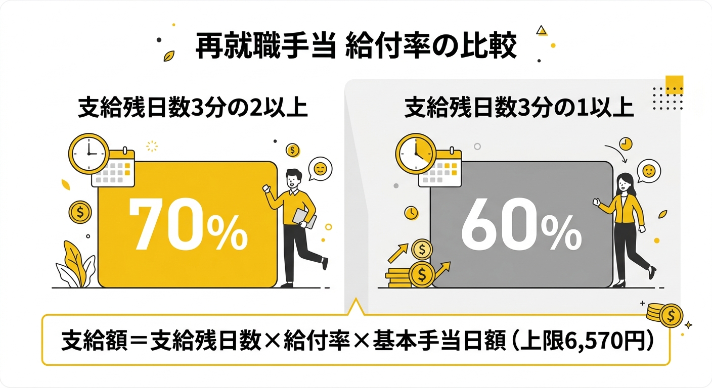 再就職手当 給付率の比較