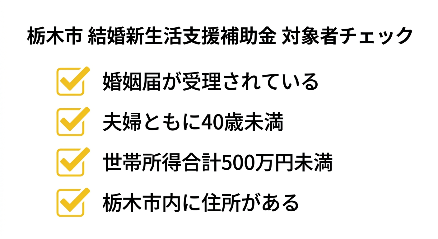 栃木市結婚新生活支援補助金 対象者チェックリスト