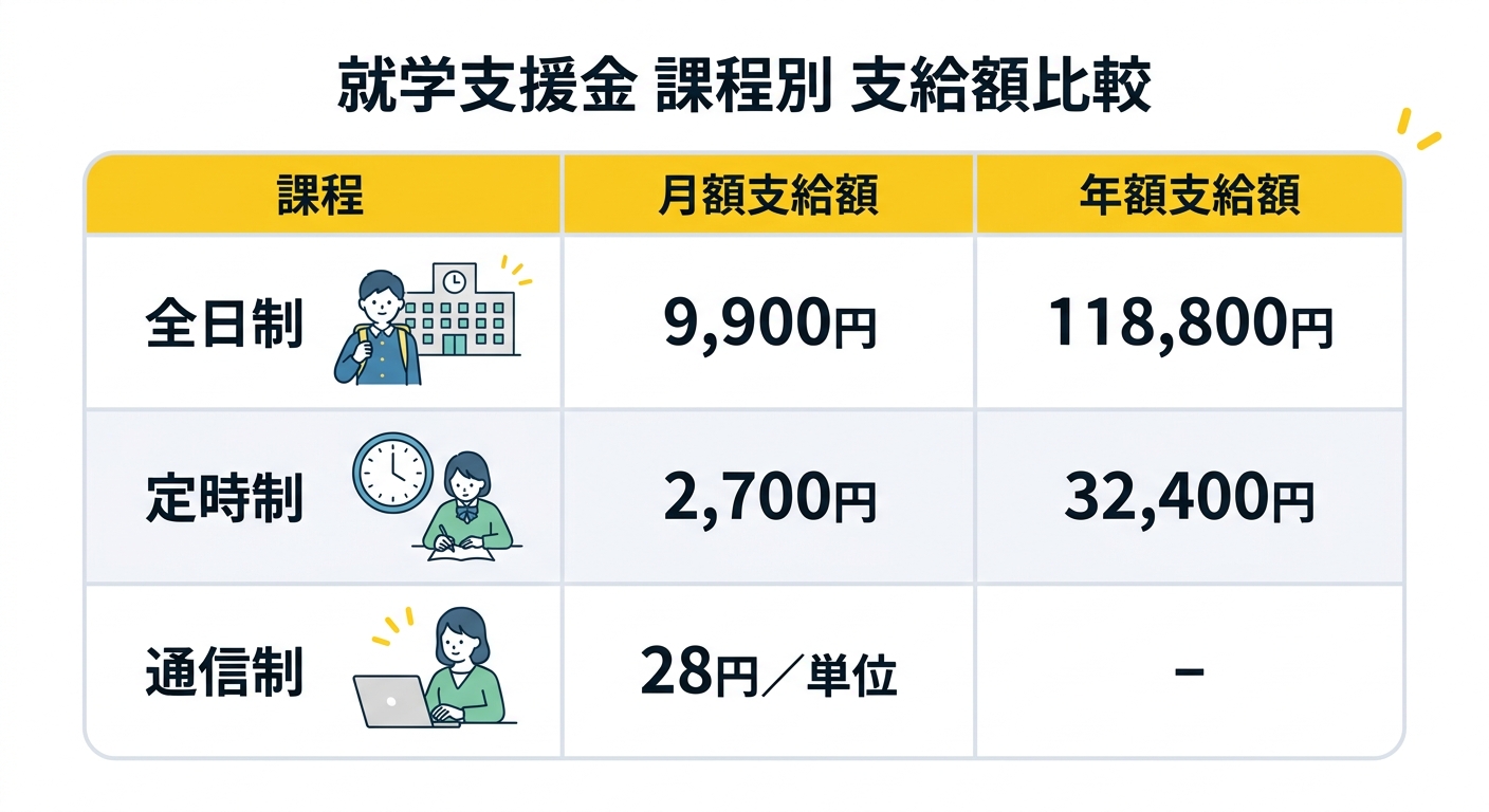 就学支援金 課程別 支給額比較