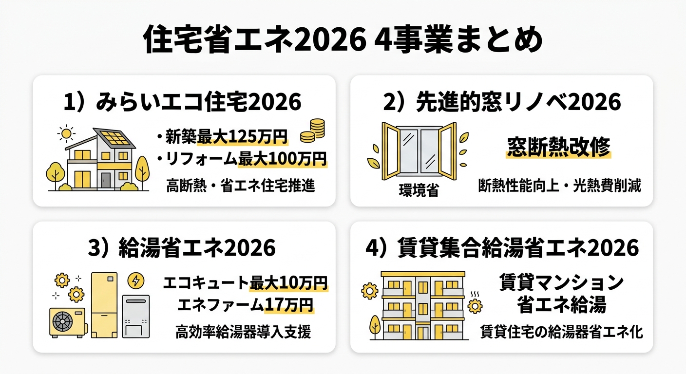 住宅省エネ2026キャンペーン 4つの事業まとめ