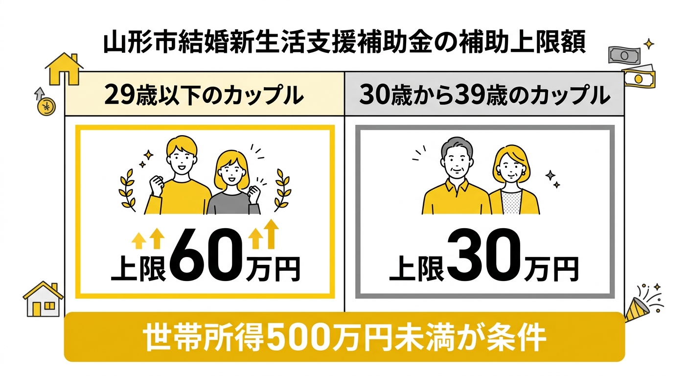 山形市結婚新生活支援補助金 補助上限額比較
