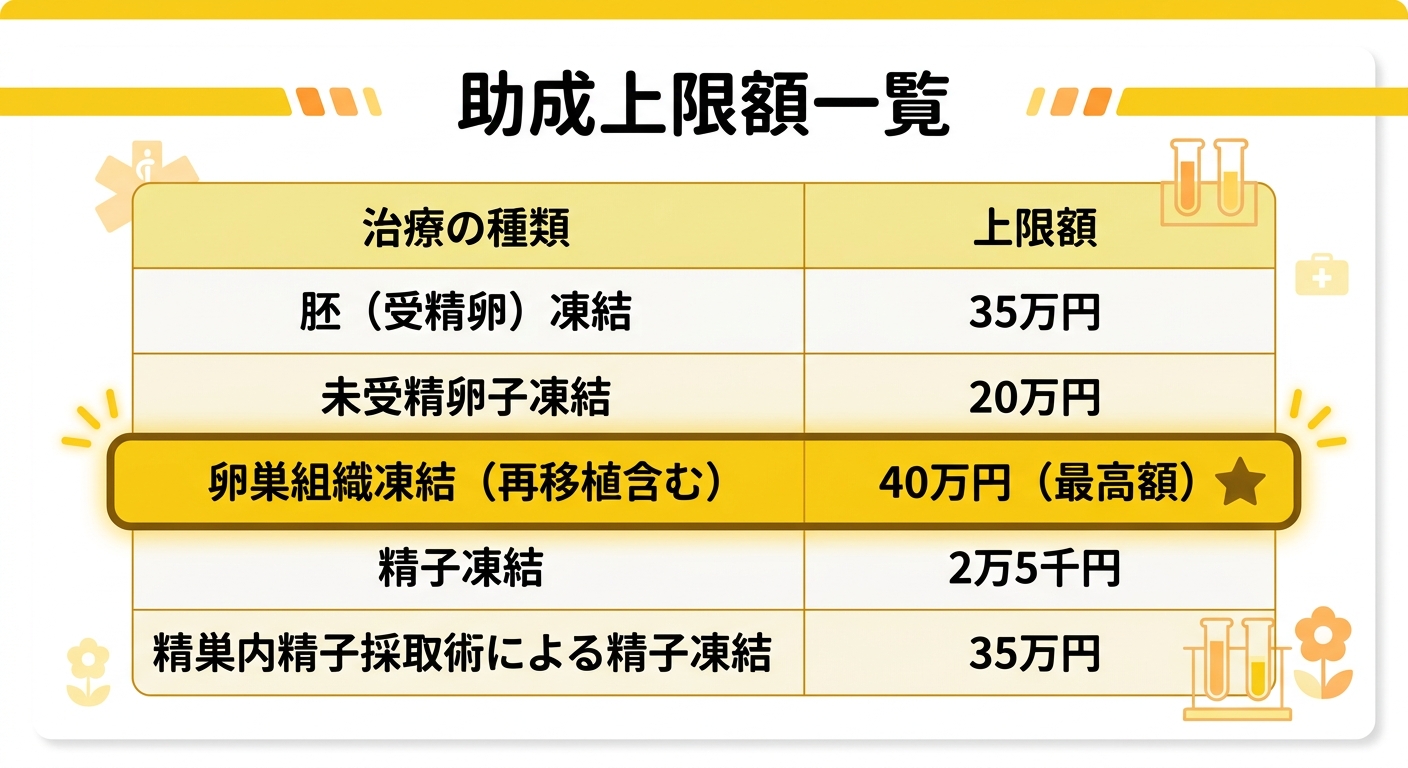 愛媛県妊孕性温存療法 助成上限額一覧
