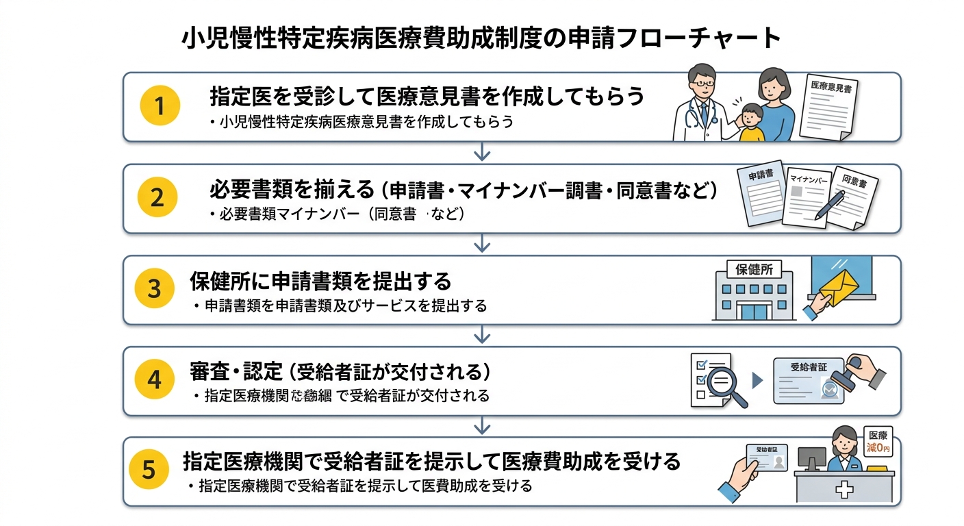 小児慢性特定疾病医療費助成 申請フロー