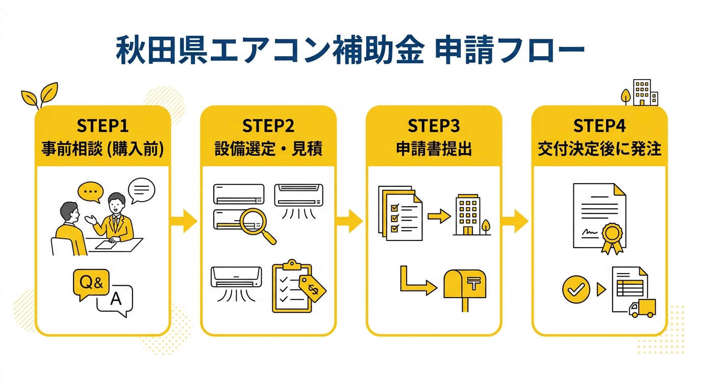秋田県エアコン補助金申請フロー