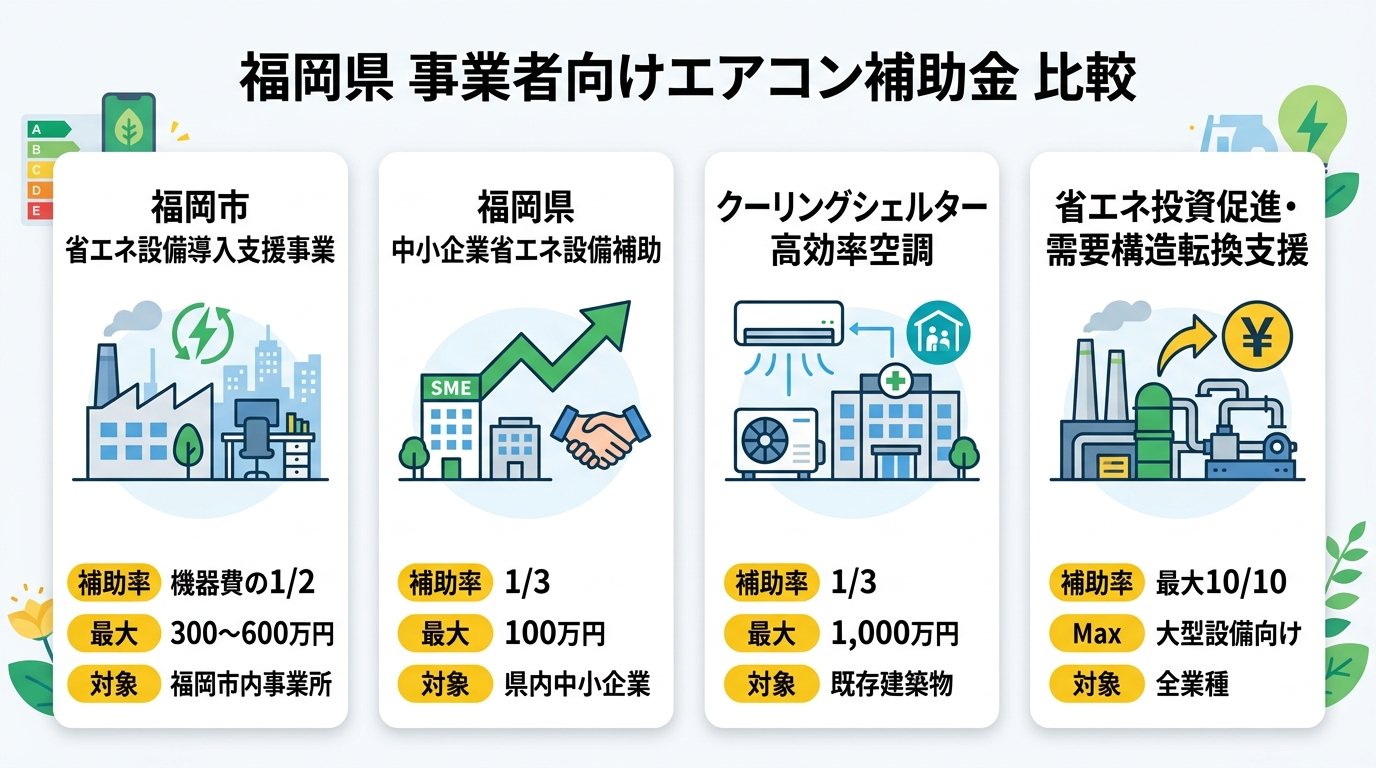 福岡県事業者向けエアコン補助金比較図