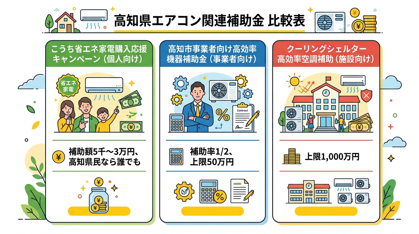 高知県エアコン関連補助金 比較表