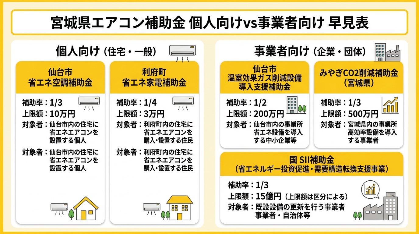 補助金比較早見表