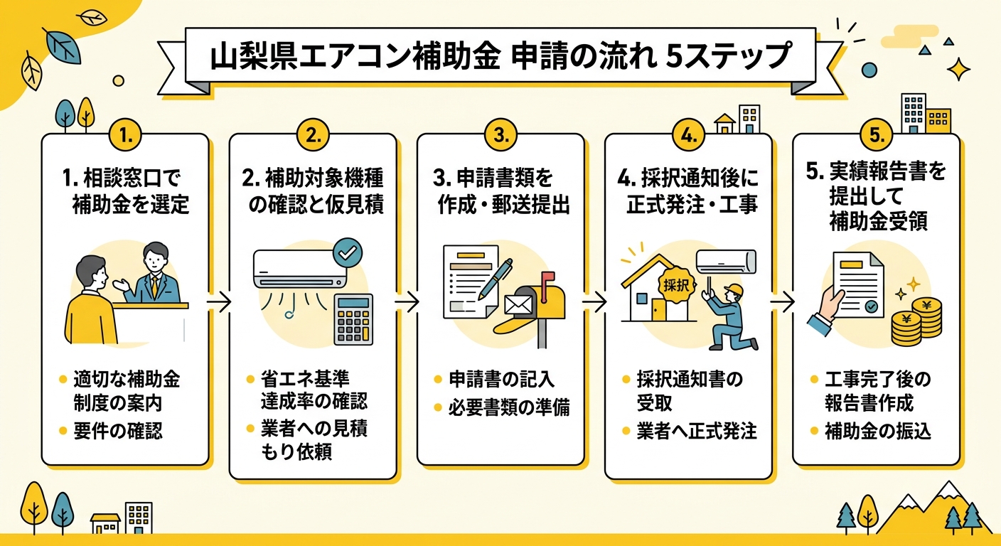 山梨県エアコン補助金申請フロー