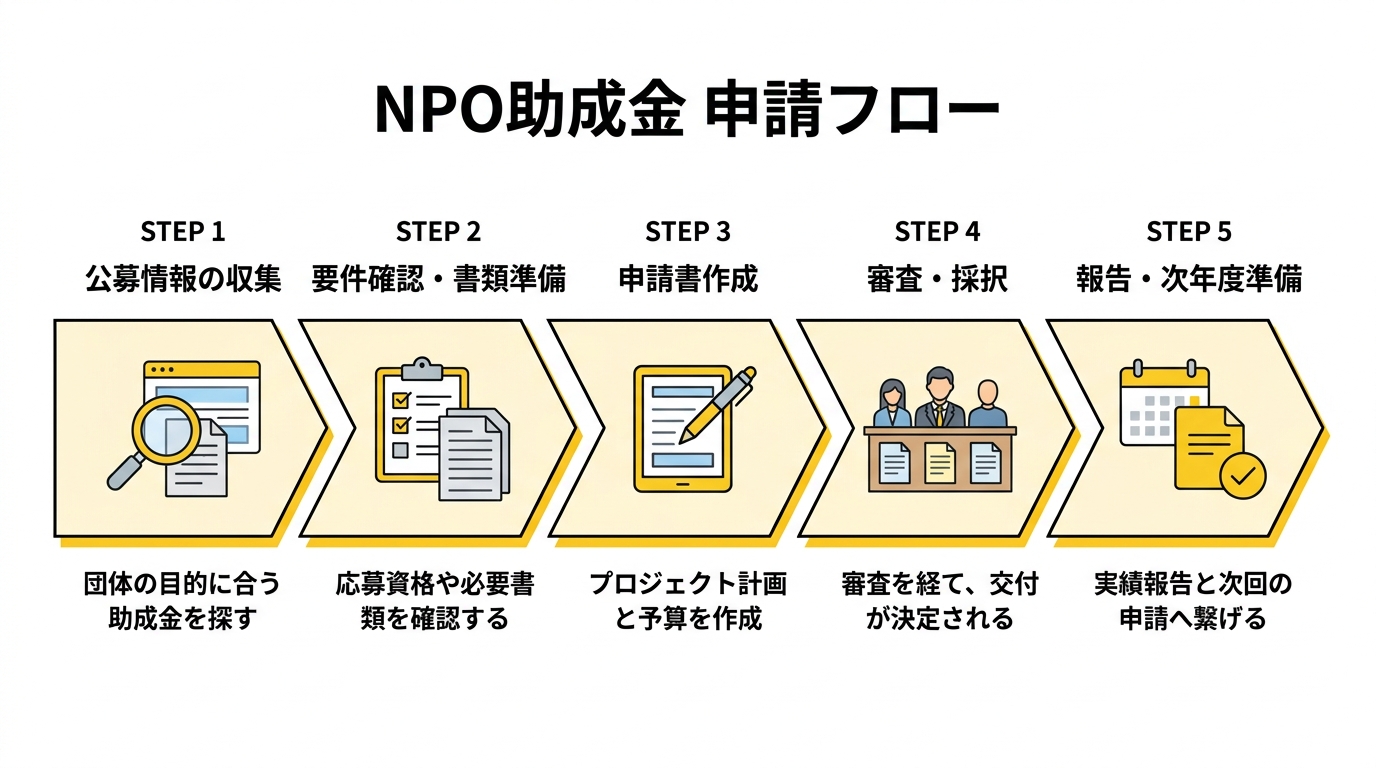 NPO助成金 申請フロー