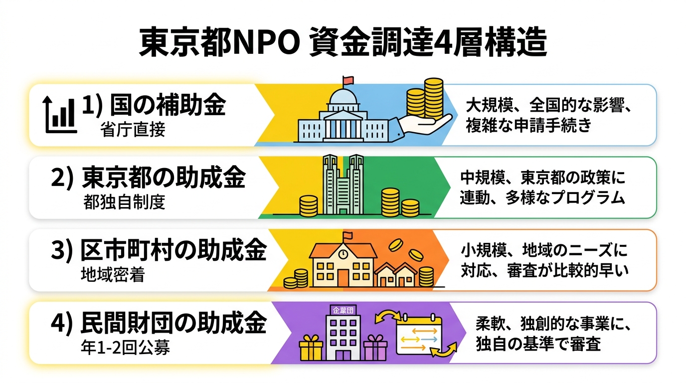 東京都NPO 資金調達4層構造