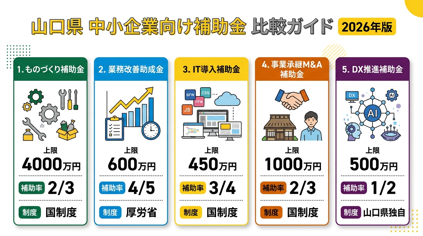 山口県 中小企業向け補助金 比較ガイド 2026年版