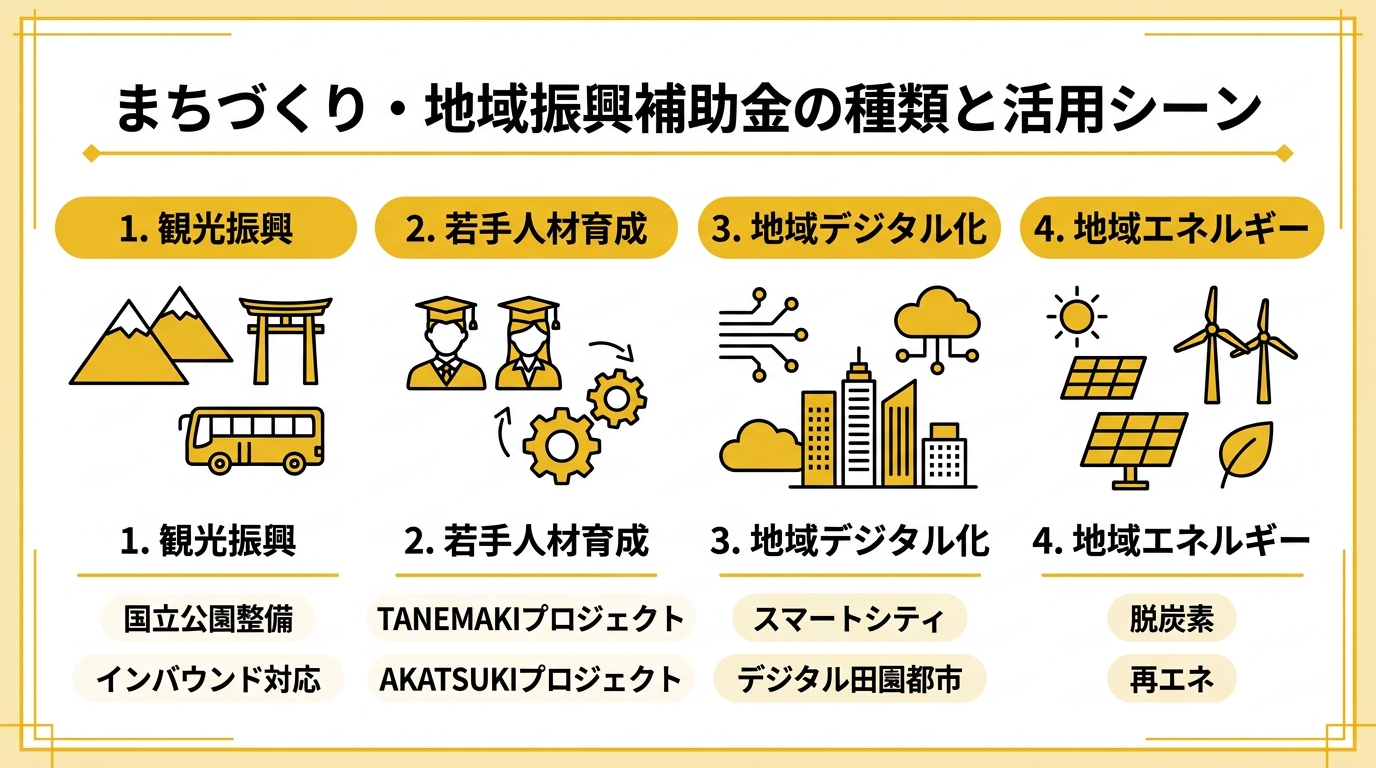 まちづくり・地域振興補助金の種類と活用シーン
