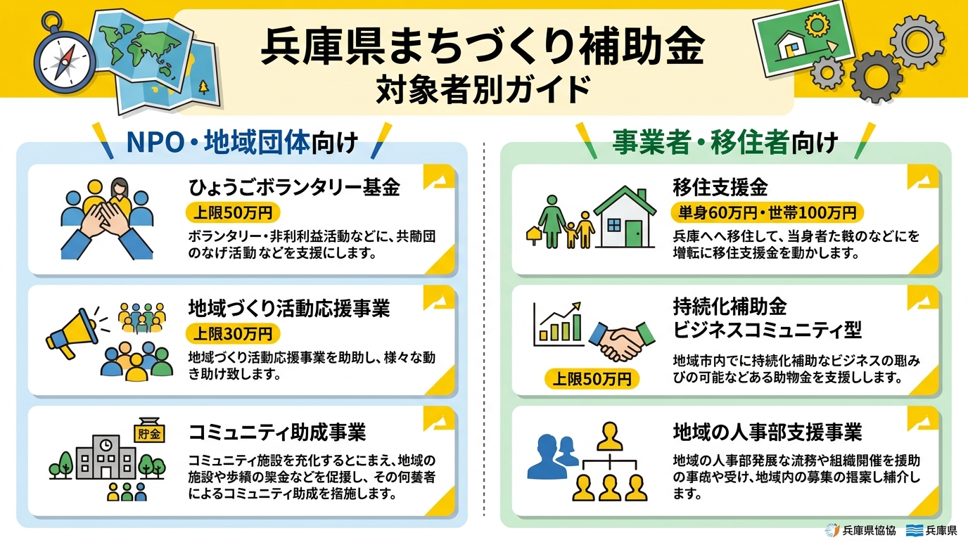 兵庫県まちづくり補助金 対象者別ガイド