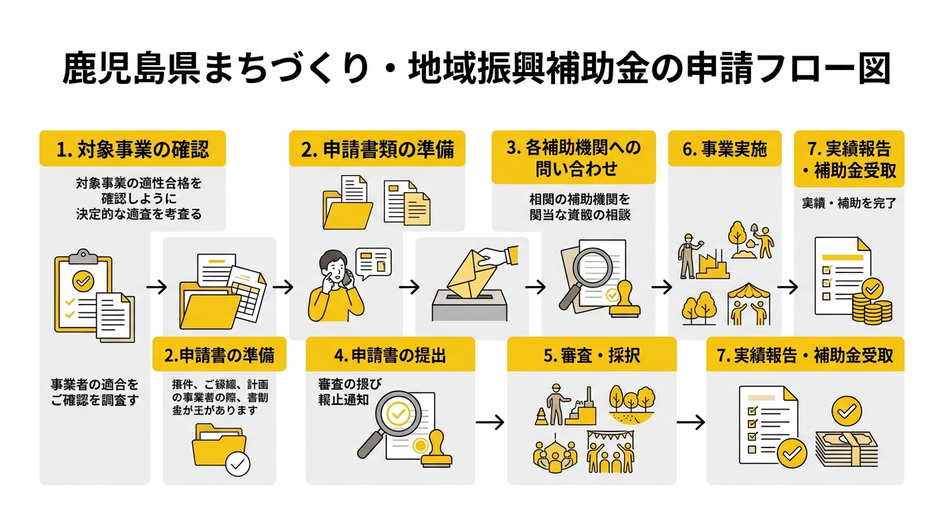 鹿児島県まちづくり補助金申請フロー