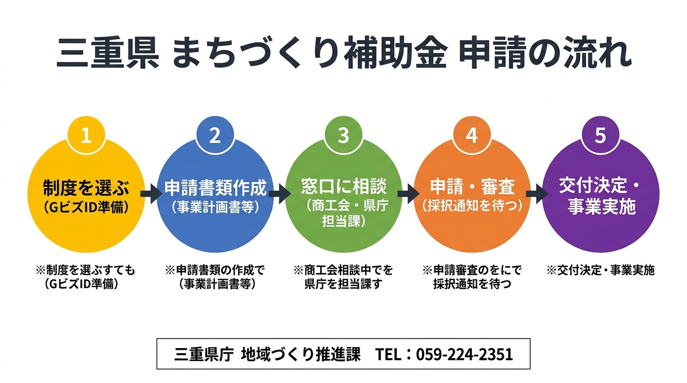 三重県 まちづくり補助金 申請の流れ