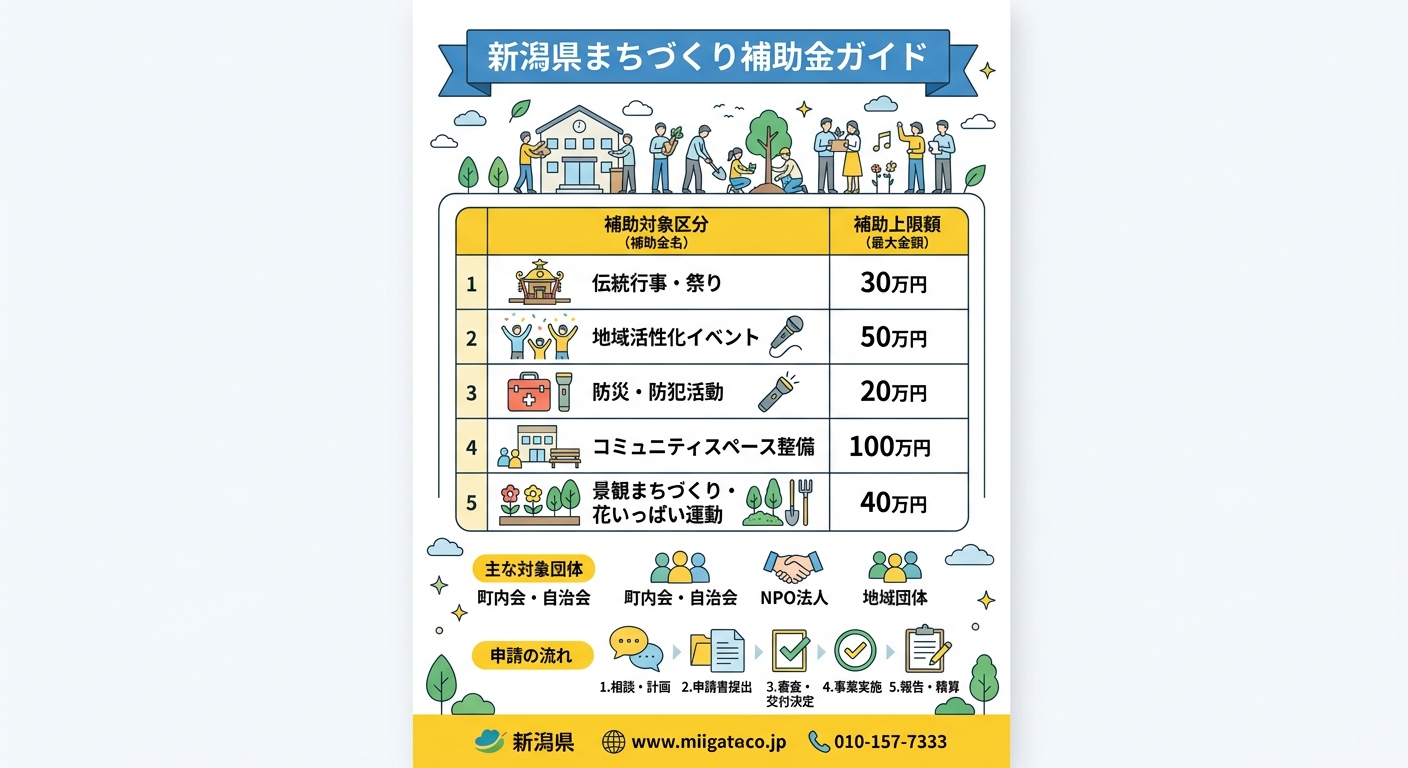 新潟県まちづくり補助金 5つのカテゴリ別ガイド