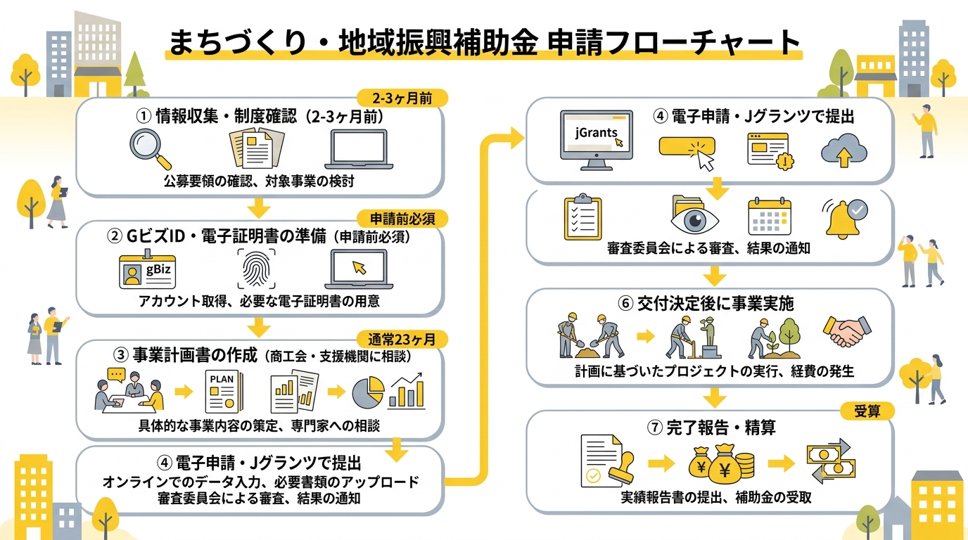 まちづくり補助金の申請フロー
