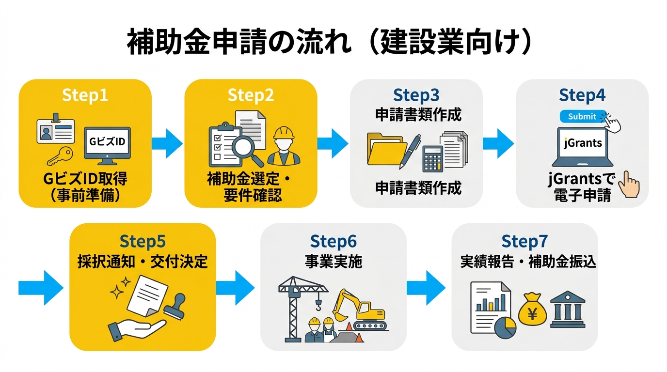 補助金申請の流れ（建設業向け）
