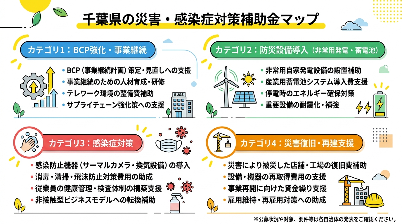 千葉県の災害・感染症対策補助金マップ
