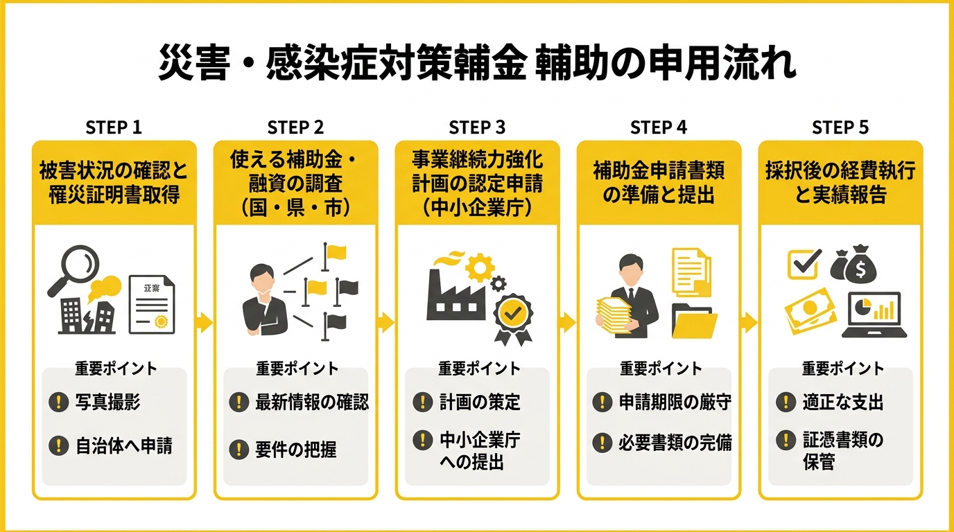 災害・感染症対策補助金の申請フロー