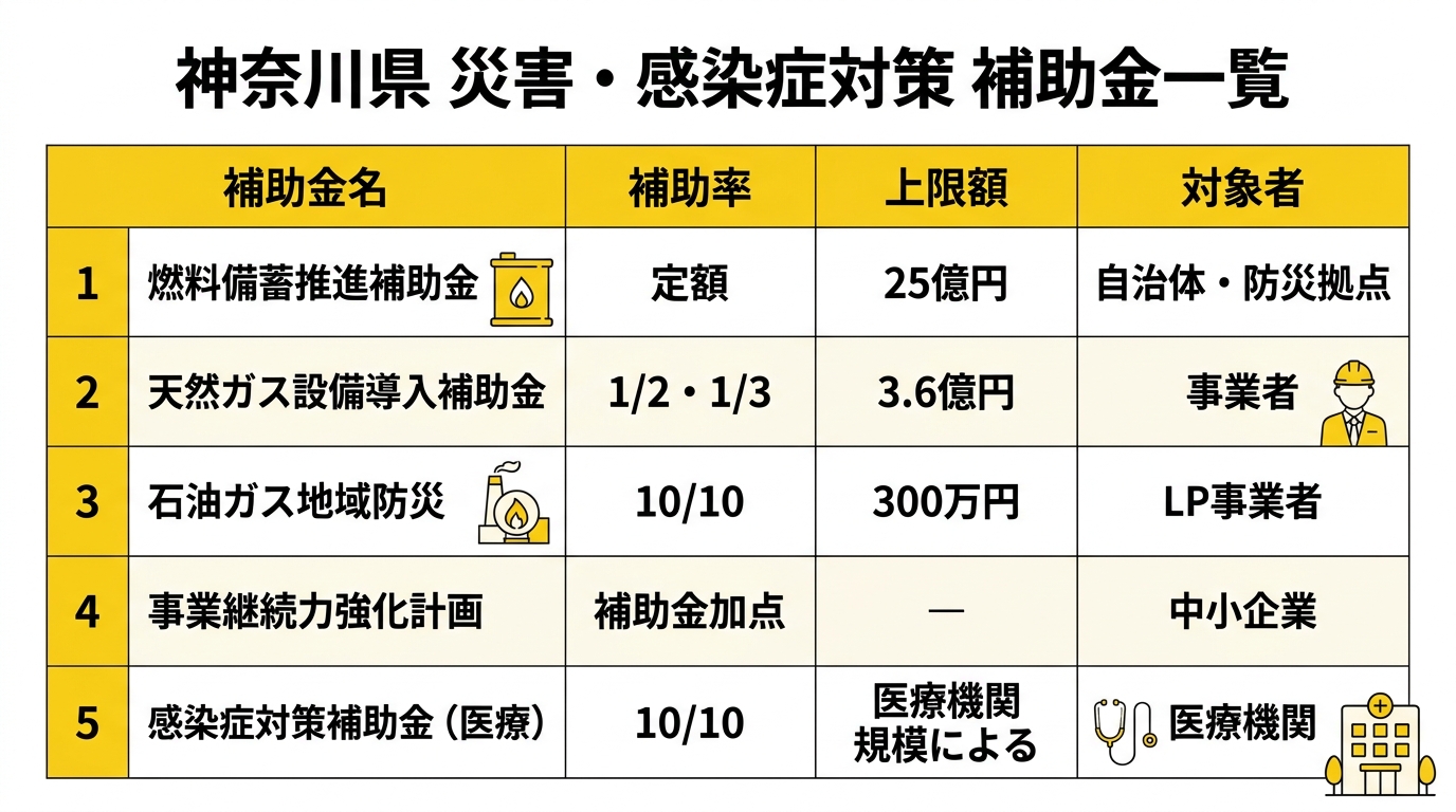 神奈川県 災害・感染症対策補助金一覧