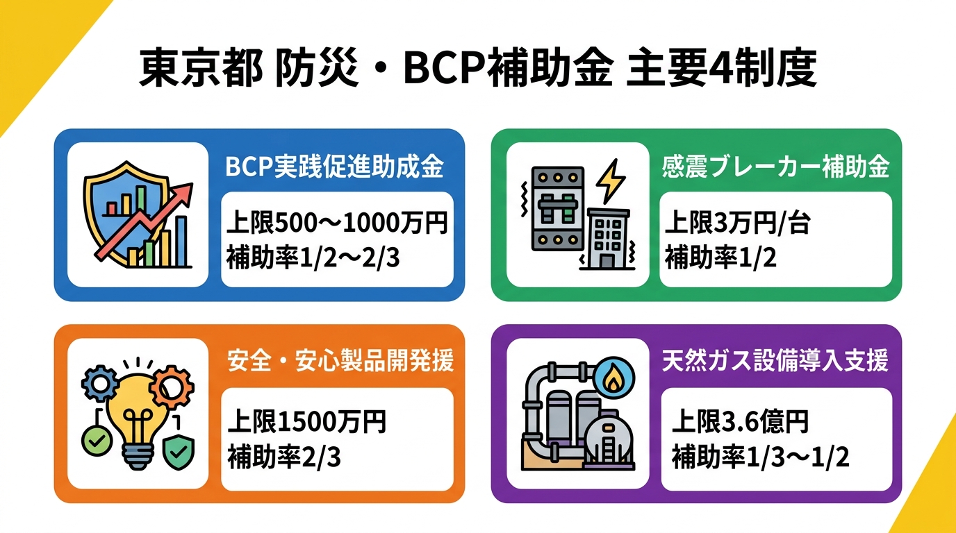 東京都 防災・BCP補助金 主要4制度