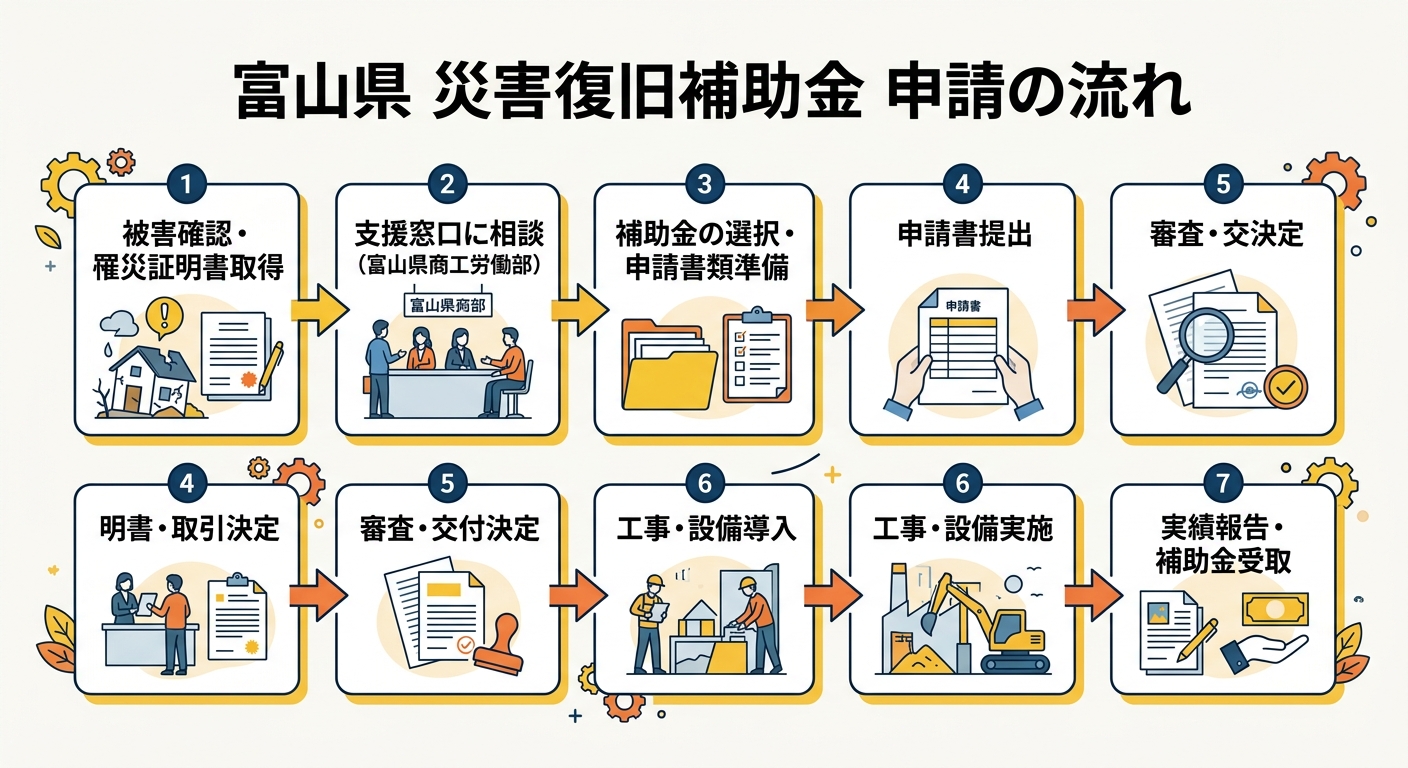 富山県 災害復旧補助金 申請の流れ