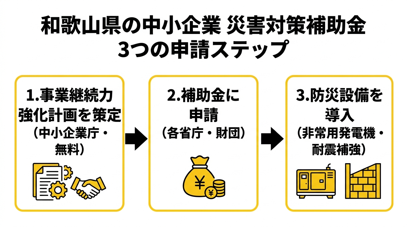 和歌山県の中小企業 災害対策補助金 3つの申請ステップ