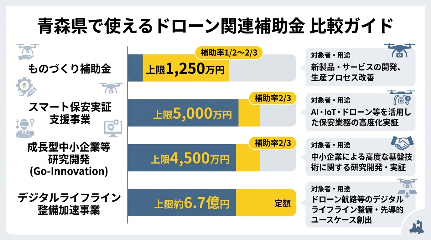 青森県で使えるドローン関連補助金 比較ガイド
