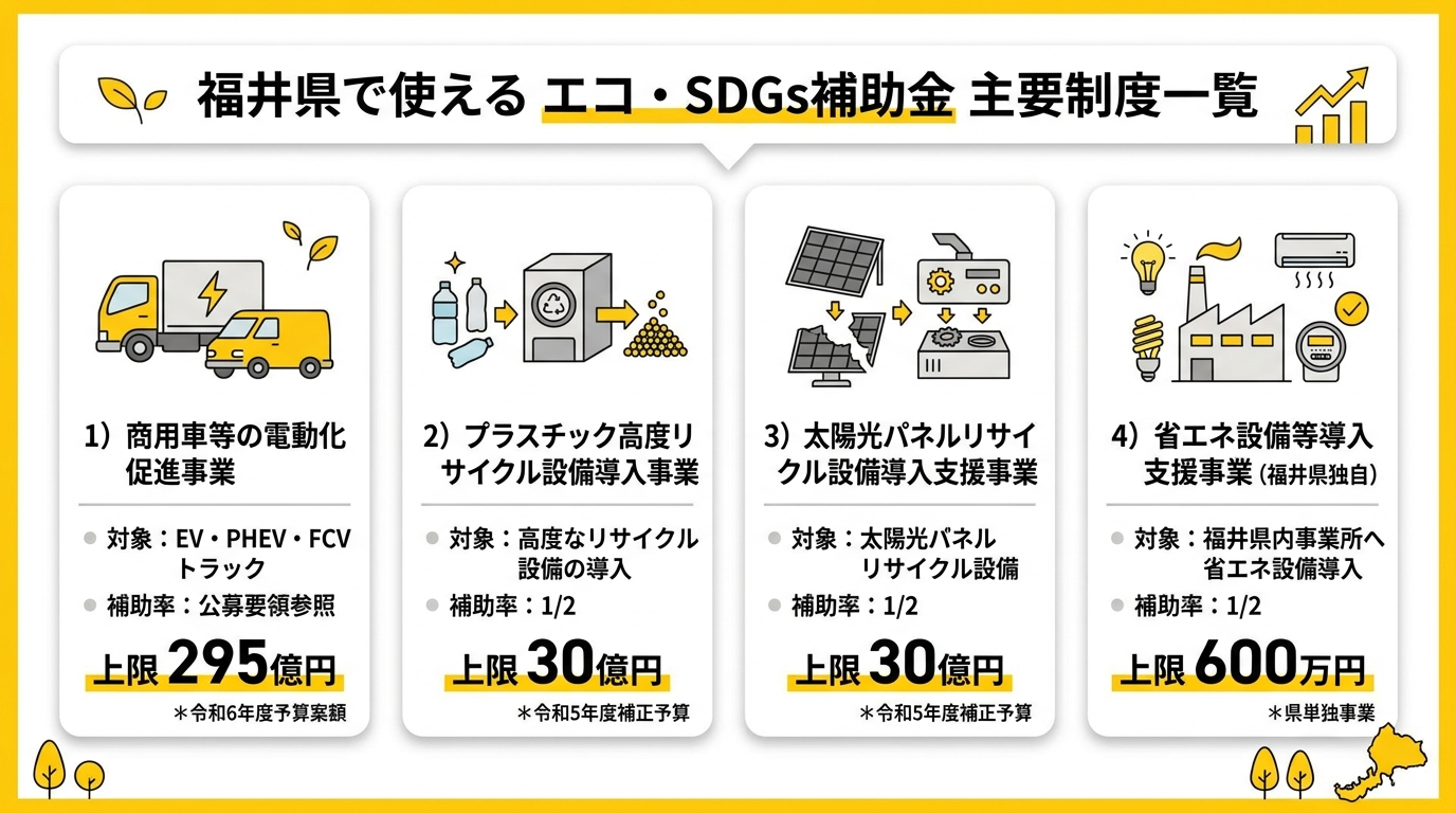 主要エコ・SDGs補助金 比較図