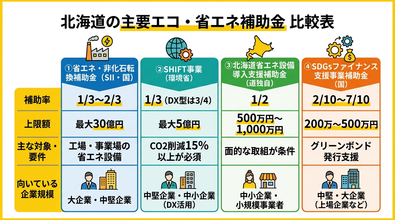 北海道エコ・SDGs補助金 比較チャート