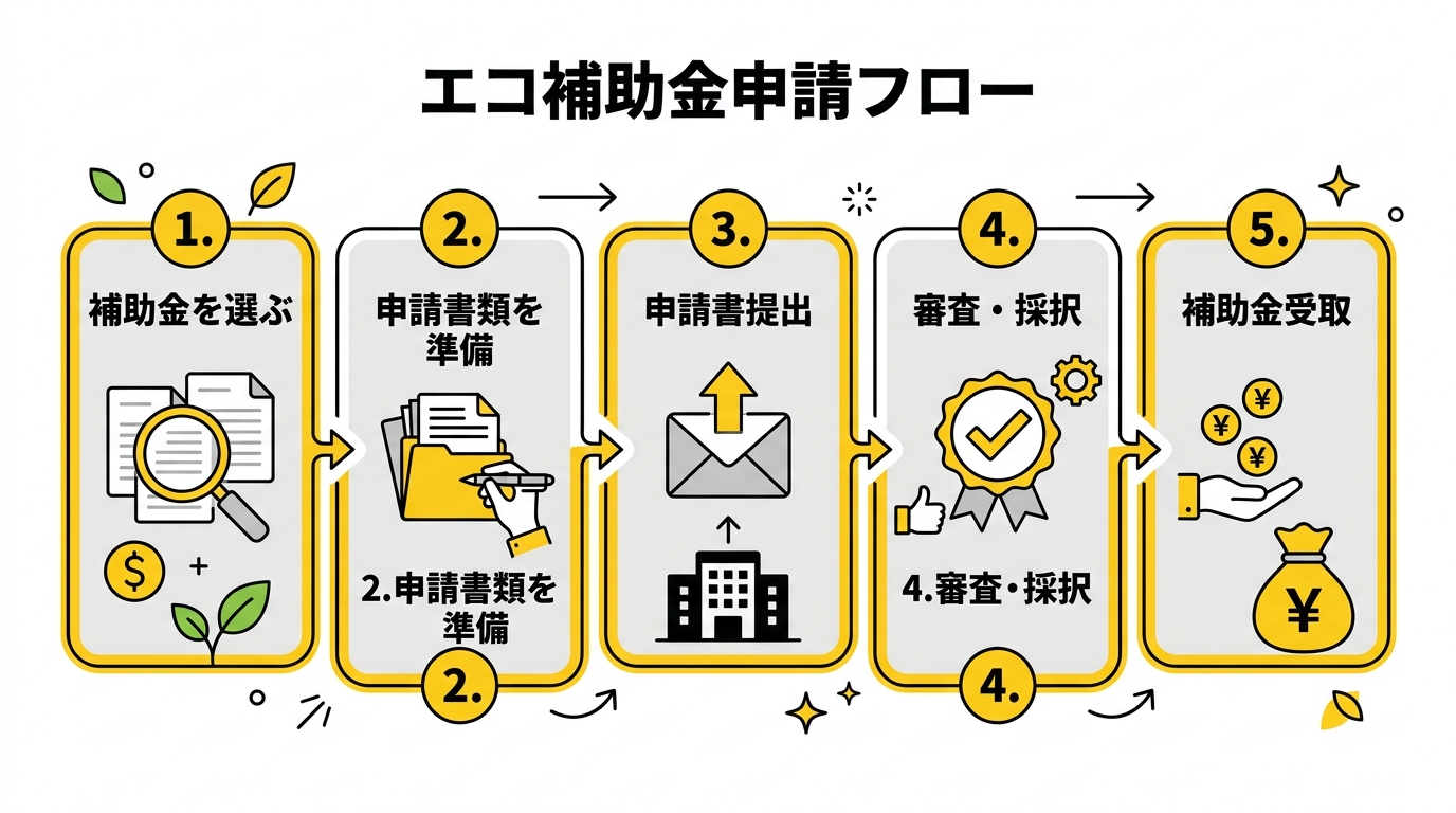 香川県エコ・SDGs補助金 申請ステップフロー