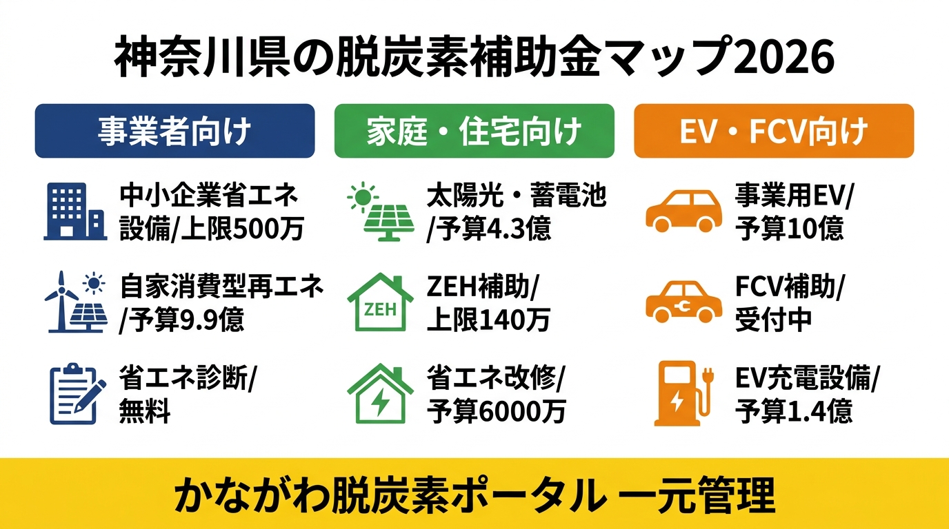 神奈川県の脱炭素・省エネ補助金全体マップ 2026年版